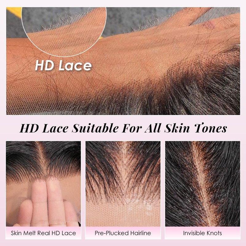 Alibeauty 13x4 HD Transparent Lace Front Wigs Human Hair Pre Plucked Hairline with Baby Hair 200 Density Brazilian Water Wave Wigs for Black Women(20 Inch) - Image 4